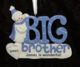 Snowman Celebrates Big Brother Christmas Ornament Personalized by RussellRhodes.com