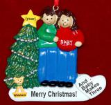 Expecting Couple Christmas Ornament Both Brunette Personalized by RussellRhodes.com