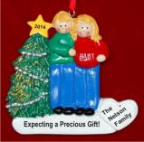 Excited & Expecting Couple Both Blond Christmas Ornament Personalized by Russell Rhodes