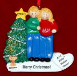 Expecting Couple Christmas Ornament Both Blond with Pets Personalized by RussellRhodes.com
