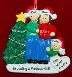 Excited & Expecting Couple Christmas Ornament Man in Hat Female Brunette Personalized by Russell Rhodes