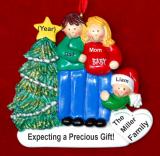 Excited & Expecting Couple 1 kid MBR FBL Personalized Christmas Ornament Personalized by RussellRhodes.com