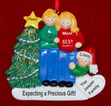Excited & Expecting Couple 1 kid both Blond Christmas Ornament Personalized by RussellRhodes.com