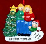 Family of 3 Pregnant Expecting 2nd Child Christmas Ornament Both Blond Personalized by RussellRhodes.com