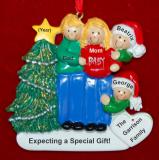 Excited & Expecting Couple 2 kids both Blond Christmas Ornament Personalized by RussellRhodes.com