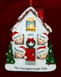 Holiday Celebrations House for 4 Christmas Ornament with Pets Personalized by RussellRhodes.com