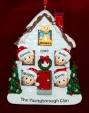 Family Christmas Ornament for 4 Home for Holidays with Pets Personalized by RussellRhodes.com