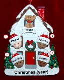 Mixed Race Biracial Family Christmas Ornament for 4 with Pets Personalized by RussellRhodes.com