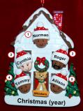 Mixed Race Biracial Family Christmas Ornament for 5 with Pets Personalized by RussellRhodes.com