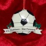 Soccer with Banner Christmas Ornament Personalized by Russell Rhodes