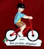 Bike Christmas Ornament Brunette Male Personalized by RussellRhodes.com