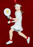 Tennis Female Brunette Christmas Ornament Personalized by Russell Rhodes