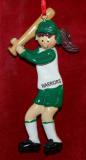 Girl's Softball Green Uniform Brunette Hair Christmas Ornament Personalized by Russell Rhodes