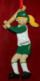 Girl's Softball Green Uniform Blond Hair Christmas Ornament Personalized by RussellRhodes.com