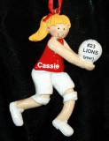 Volleyball Christmas Ornament Red Uni Blond Female Personalized by RussellRhodes.com