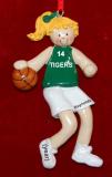 Basketball Female Blond Green Uniform Christmas Ornament Personalized by RussellRhodes.com