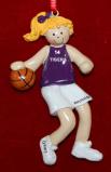 Basketball Female Blond Purple Uniform Christmas Ornament Personalized by RussellRhodes.com