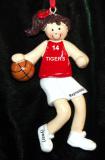 Basketball Christmas Ornament Red Jersey Female Brunette Personalized by RussellRhodes.com