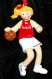Basketball Christmas Ornament Red Jersey Female Blond Personalized by RussellRhodes.com
