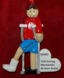 Broken or Sprained Ankle Male Brown Hair Christmas Ornament Personalized by RussellRhodes.com