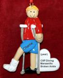 Broken or Sprained Ankle Christmas Ornament Blond Male Personalized by RussellRhodes.com