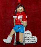 Broken or Sprained Ankle Female Brunette Christmas Ornament Personalized by RussellRhodes.com