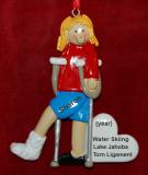 Personalized Broken or Sprained Ankle Female Blond Christmas Ornament by Russell Rhodes