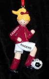 Soccer Christmas Ornament Blond Female Maroon Uniform Personalized by RussellRhodes.com
