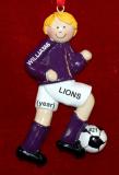 Soccer Christmas Ornament  Blond Male Purple Uniform Personalized by RussellRhodes.com