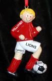 Soccer Christmas Ornament  Blond Male Red Uniform Personalized by RussellRhodes.com