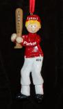 Baseball Male Red Uniform Blond Christmas Ornament Personalized by RussellRhodes.com