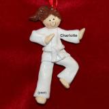 Brunette Girl Karate Christmas Ornament Personalized by Russell Rhodes