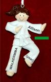 Brunette Girl Karate or Martial Arts Green Belt Christmas Ornament Personalized by RussellRhodes.com