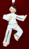 Martial Arts Karate Christmas Ornament Brunette Male White Belt Personalized by RussellRhodes.com