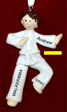 Brunette Boy Karate or Martial Arts Yellow Belt Christmas Ornament Personalized by RussellRhodes.com