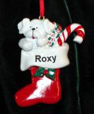 White Dog Christmas Ornament Cute Holiday Stocking Personalized by RussellRhodes.com