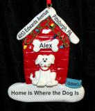White Dog Christmas Ornament Holiday House Personalized by RussellRhodes.com