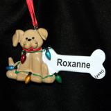 Tan Dog Christmas Ornament Bone with Lights Personalized by RussellRhodes.com