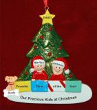 Family Christmas Ornament in Front of Tree Just the 2 Kids with Pets Personalized by RussellRhodes.com