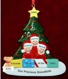 Ornament for Grandparents  3 Grandchildren in Front of Tree with Pets Personalized by RussellRhodes.com