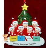 Large Group or Family Christmas Ornament in Front of Tree for 7 with Pets Personalized by RussellRhodes.com