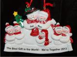 Snuggling Together Snowman Family of 7 Christmas Ornament Personalized by Russell Rhodes
