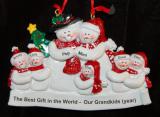 Grandparents with 5 Grandkids & Christmas Tree Christmas Ornament Personalized by Russell Rhodes