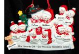 Grandparents with 8 Grandkids  Christmas Ornament Snowman Snuggles with Pets Personalized by RussellRhodes.com