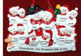 Grandparents with 10 Grandkids  Christmas Ornament Snowman Snuggles with Pets Personalized by RussellRhodes.com