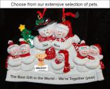 Snuggling Together Snowman Family of 7 Christmas Ornament Personalized by RussellRhodes.com