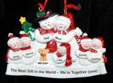 Family Christmas Ornament Snowman Snuggles for 7 with Pets Personalized by RussellRhodes.com