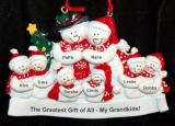 Grandparents with 6 Grandkids  Christmas Ornament Snowman Snuggles  Personalized by RussellRhodes.com