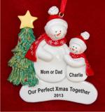 Holiday Celebrations Single SnowParent with 1 Child Christmas Ornament Personalized by Russell Rhodes
