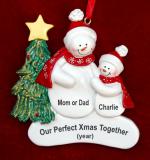 Single Parent Christmas Ornament Snowman Hugs 1 Child Personalized by RussellRhodes.com